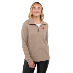 Image of Ladies Ribbed Quarter Zip, Tan